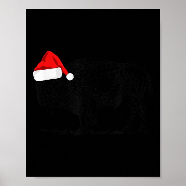 Poster Buffalo Bison Christmas_ Buffalo Em Santa Hat (Frente)