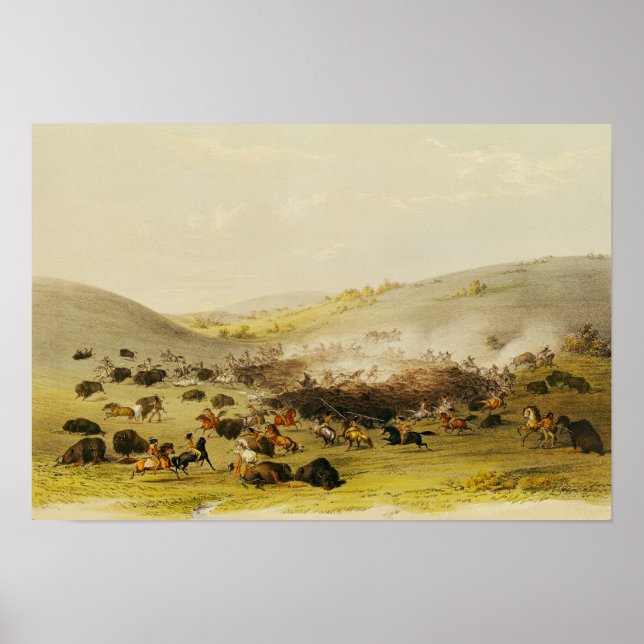 Pôster Buffalo Hunt, Surround, c.1832 (Frente)