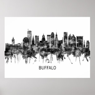Poster Buffalo - Nova Iorque - Skyline BW