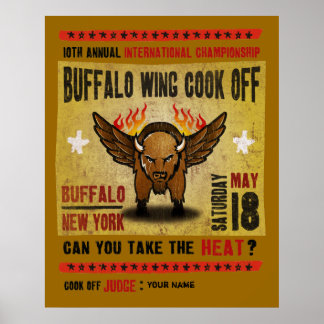 Pôster Buffalo, NY - Fogo Quente Buffalo Asa Cook-Off