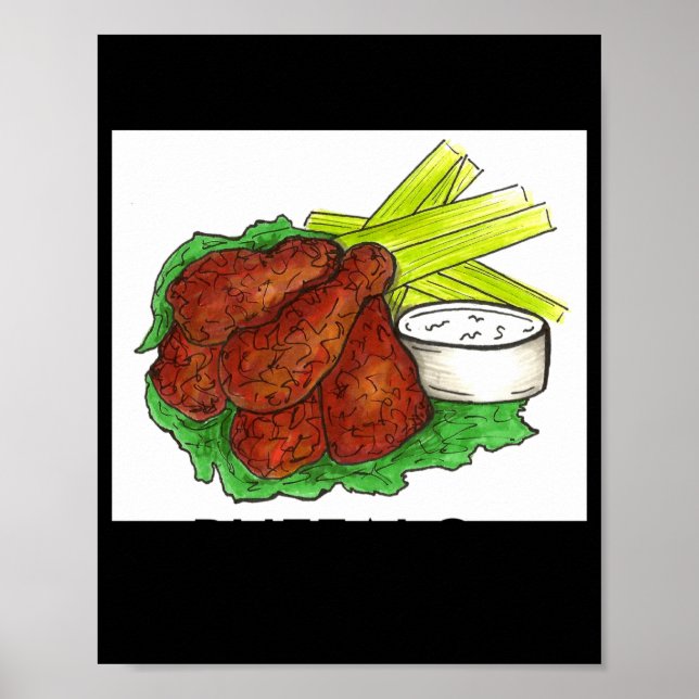Poster Buffalo Ny New York Hot Bbq Chicken Wings Celery _ (Frente)