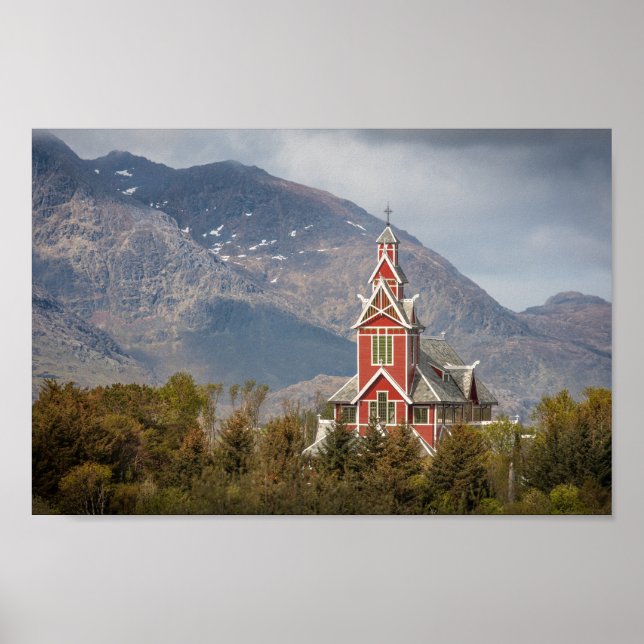 Poster Buksnes kirke Lofoten (Frente)