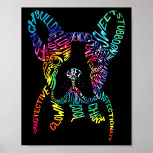 Poster Buldografia Tie Dye Word Art Frenchog G