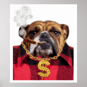 Pôster Buldogue de fumo de Gangsta