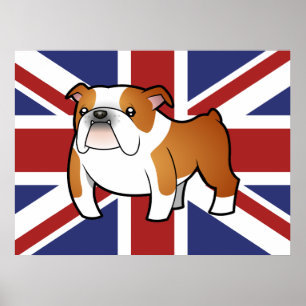 Pôster Buldogue do inglês dos desenhos animados de Union