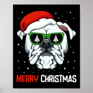 Poster Buldogue Feliz Natal Pajama Cachorro Cachorro Papa