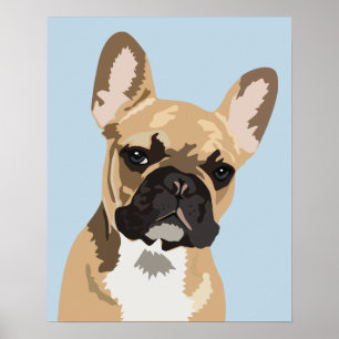 Poster Buldogue Francês Azul   Frenchie