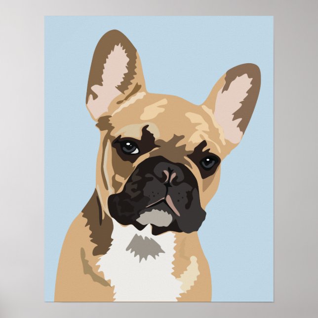 Poster Buldogue Francês Azul | Frenchie (Frente)
