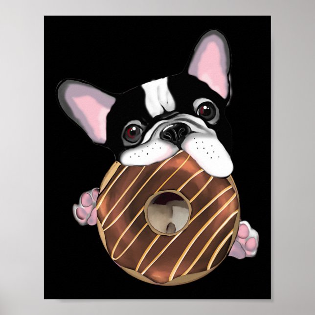 Poster Buldogue Francês E Rosquinha De Chocolate (Frente)