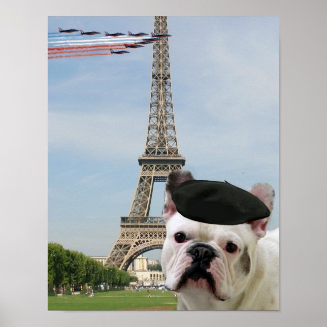 Poster Buldogue francês em Paris (Frente)