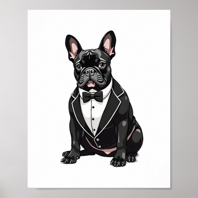 Poster Buldogue francês em Tuxedo (Frente)