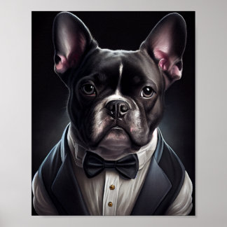 Poster Buldogue Francês Vestindo Tuxedo