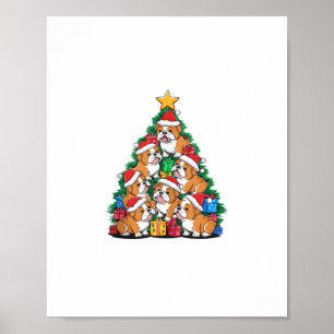 Poster Buldogue Inglês da Árvore de Natal
