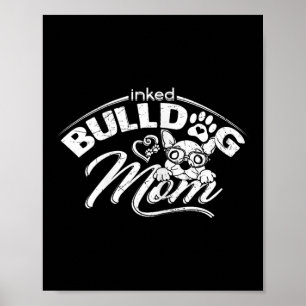 Poster Buldogue Mãe Tattoos Velha Cãozinho de Inglês Mãe