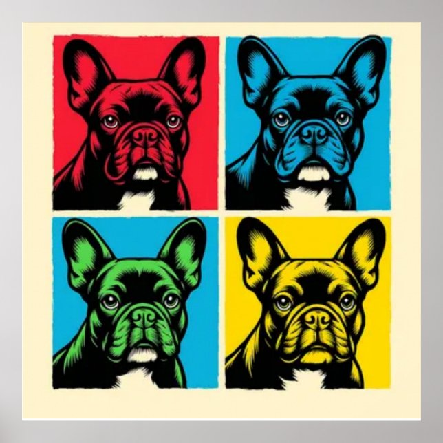 Poster Buldogue Pop Art Francês (Frente)