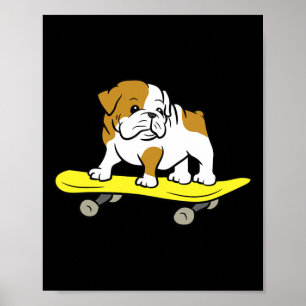 Poster Buldogue Skateboard Dog Skater Buldogue