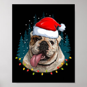 Poster Buldogue Vestindo Santa Hat Xmas - Bulldog Lover C