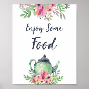 Poster Bule de Chá em Aquarela Sinal de Desfrute de Comid
