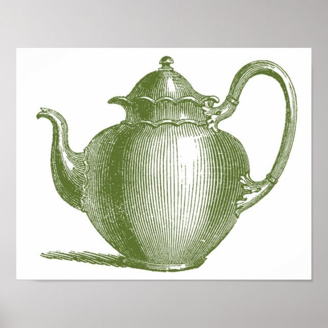 Poster Bule de chá verde Pote de chá Kitchen Wall Art (Frente)