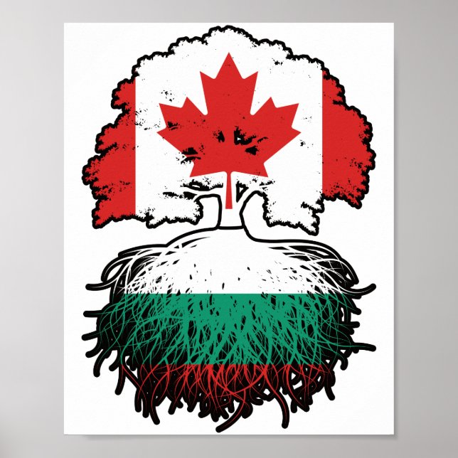 Poster Bulgária Canadá-Bulgária Bandeira de Raízes de Árv (Frente)