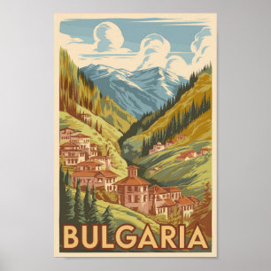Poster Bulgária Ilustração Painterly Viagem Art Vintage