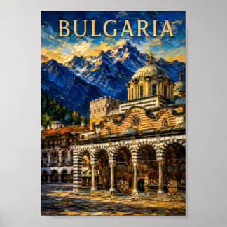 Poster Bulgaria: Scenic Rila Monastery Art Souvenir
