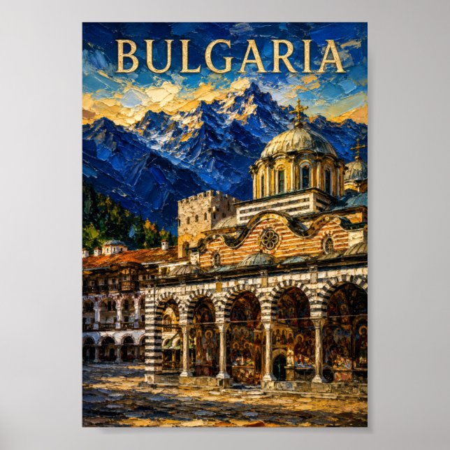 Poster Bulgaria: Scenic Rila Monastery Art Souvenir (Frente)