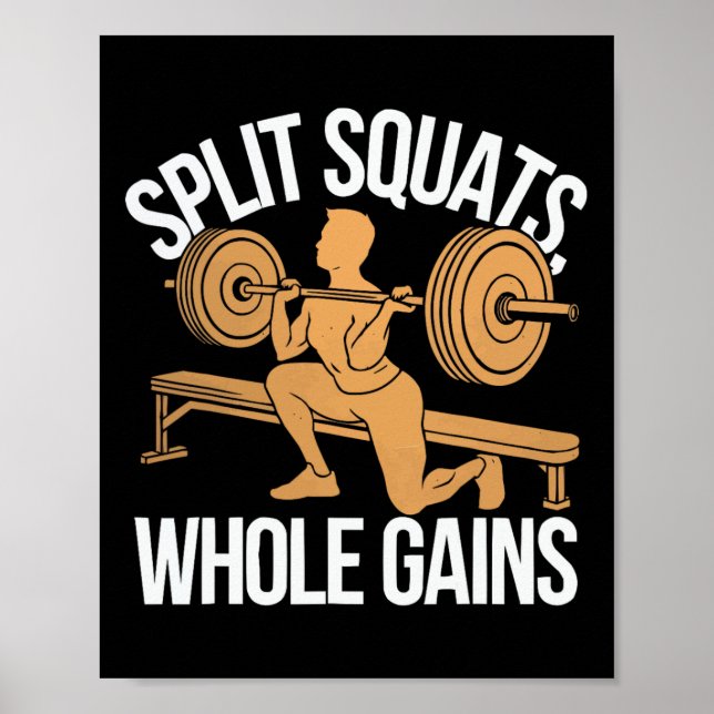 Poster Bulgarian Squat Exercise Bodybuilding Fitness Work (Frente)