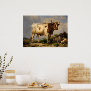 Poster Bull de Eugene Joseph Verboeckhoven