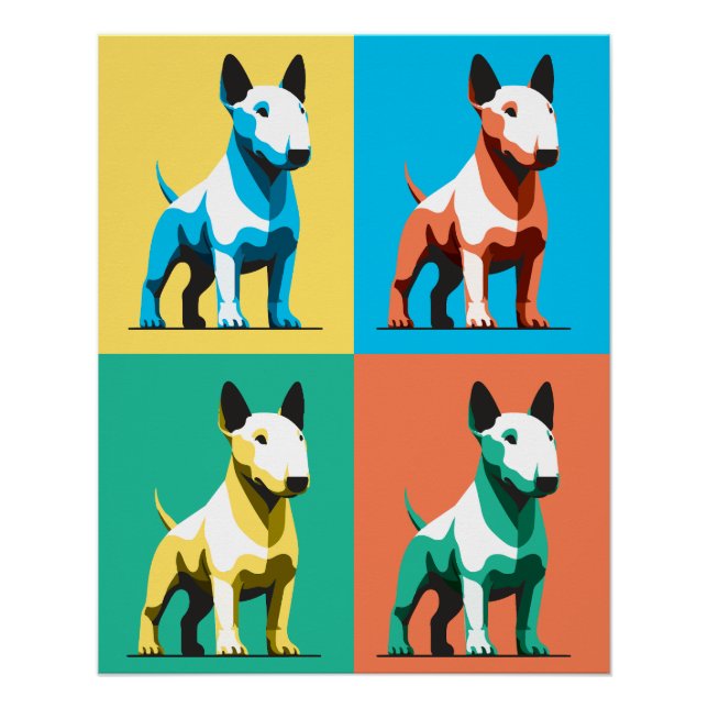 Pôster Bull Terrier colorido (Frente)
