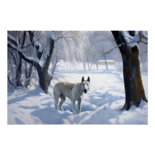 Pôster Bull Terrier Deixe Nevar Natal