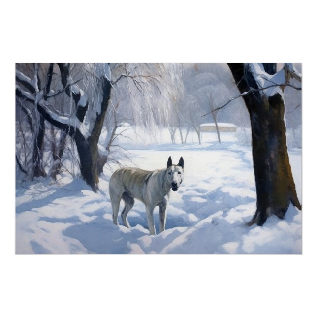 Pôster Bull Terrier Deixe Nevar Natal (Frente)