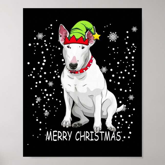 Poster Bull Terrier Dog Tree Christmas Sweater Xmas Dogs  (Frente)