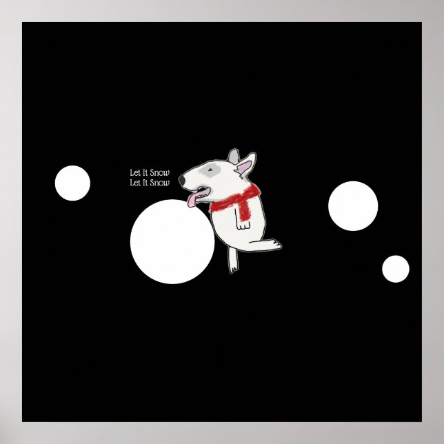 Poster Bull Terrier Doodle com neve (Frente)