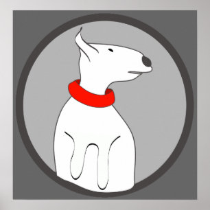 POSTER BULL TERRIER RED COLLAR PUPPY