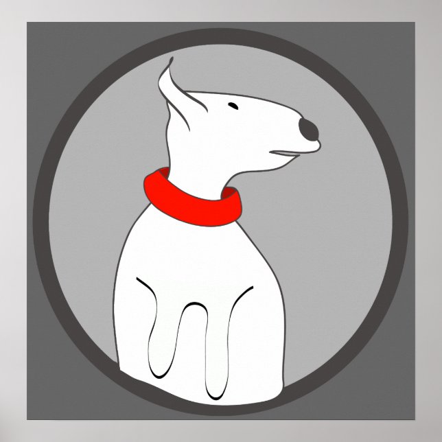 POSTER BULL TERRIER RED COLLAR PUPPY (Frente)