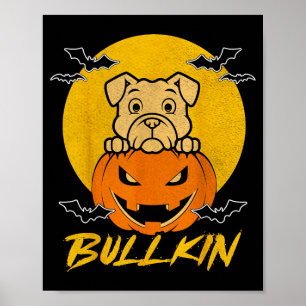 Poster Bulldog Abóbora Bullkin Funny Dia das Bruxas Amant