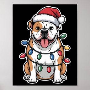 Poster Bulldog Americano Embalado Em Luzes De Natal