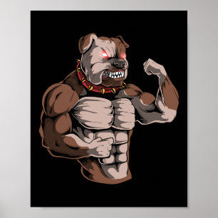 Poster Bulldog Dog Powerlifter Forte Levantador de Peso
