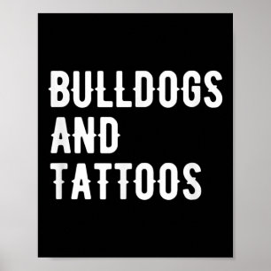 Poster Bulldog E Tattoos Proprietário Do Bulldog Cão Cach