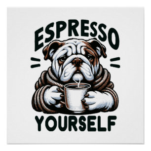 Pôster Bulldog Espresso Quente - Café Aconchegante