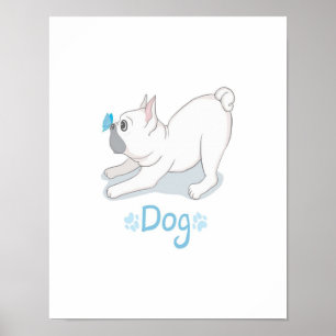 Poster Bulldog Francês Bonito Com Borboleta