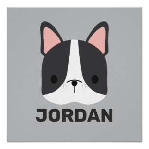 Pôster Bulldog Francês Bonito com Poster de Nome Personal