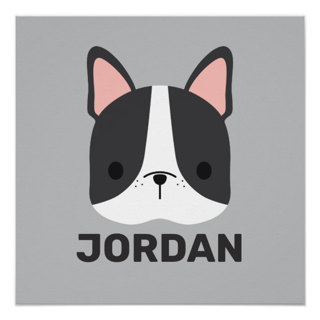 Pôster Bulldog Francês Bonito com Poster de Nome Personal (Frente)