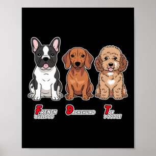 Poster Bulldog Francês Dachshund Poodle Toy Engraçado Sut