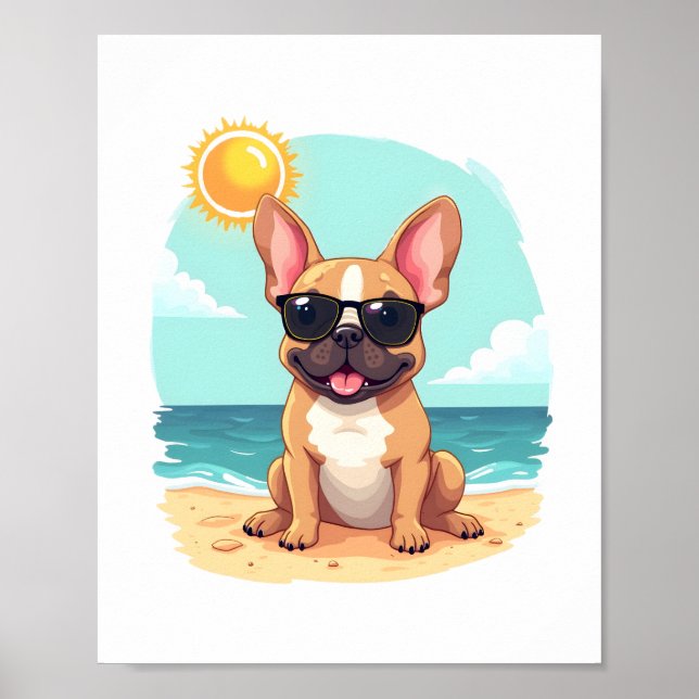 Poster Bulldog Francês de Férias (Frente)