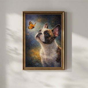 Poster Bulldog Francês e Borboleta