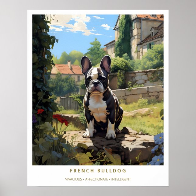 Poster Bulldog Francês (Estilo Vintage) (Frente)