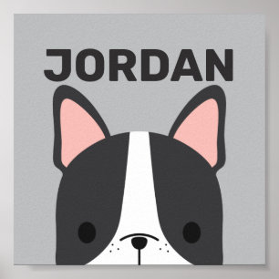 Poster Bulldog Francês Fofo com Nome Personalizado