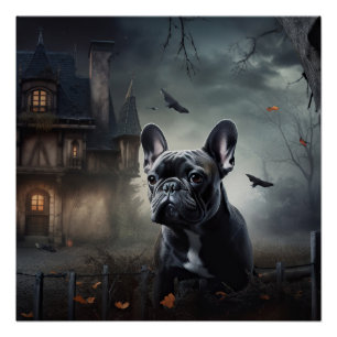 Pôster Bulldog Francês Halloween Assustador
